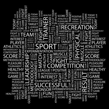 SPORT. Word collage on black background clipart