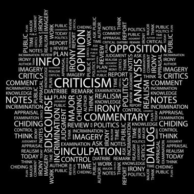 CRITICISM. Word collage on black background clipart