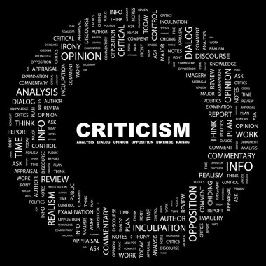 CRITICISM. Word collage on black background clipart