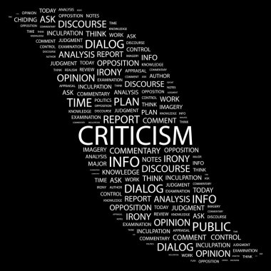 CRITICISM. Word collage on black background clipart