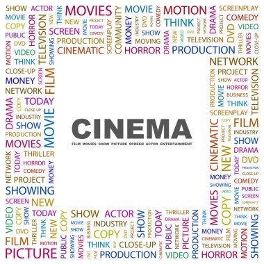 CINEMA. Word collage on white background clipart