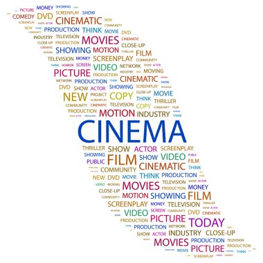 CINEMA. Word collage on white background clipart