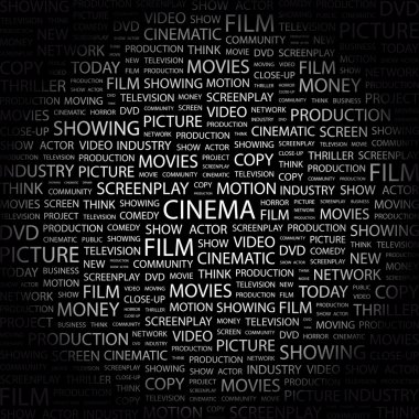 CINEMA. Word collage on black background clipart