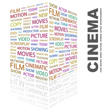 CINEMA. Word collage on white background clipart