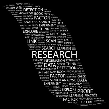 RESEARCH. Word collage on black background clipart