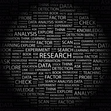 RESEARCH. Word collage on black background clipart