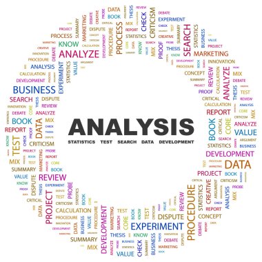 ANALYSIS. Word collage on white background clipart
