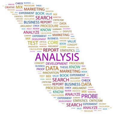 ANALYSIS. Word collage on white background clipart