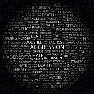 AGGRESSION. Word collage on black background clipart