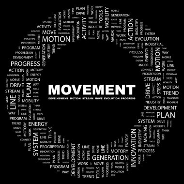 MOVEMENT. Word collage clipart