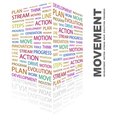 MOVEMENT. Word collage on white background clipart