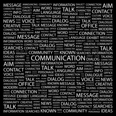 COMMUNICATION. Word collage on black background clipart