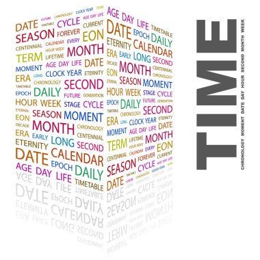 TIME. Word collage on white background clipart