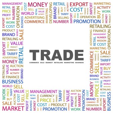 TRADE. Word collage on white background clipart