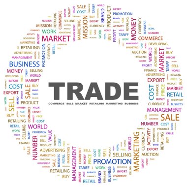 TRADE. Word collage on white background clipart