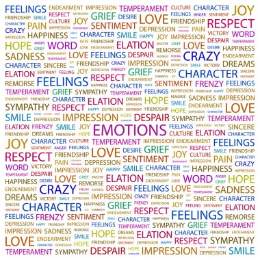 EMOTIONS. Word collage on white background clipart