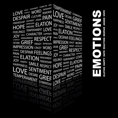 EMOTIONS. Word collage on black background clipart
