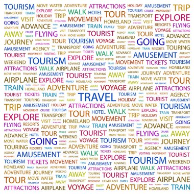 TRAVEL. Word collage on white background clipart