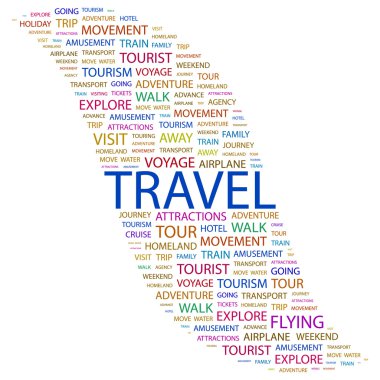 TRAVEL. Word collage on white background clipart