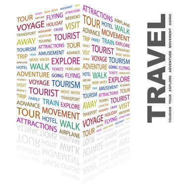 TRAVEL. Word collage on white background clipart