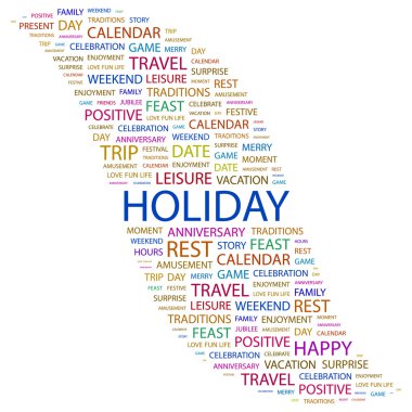 HOLIDAY. Word collage on white background clipart