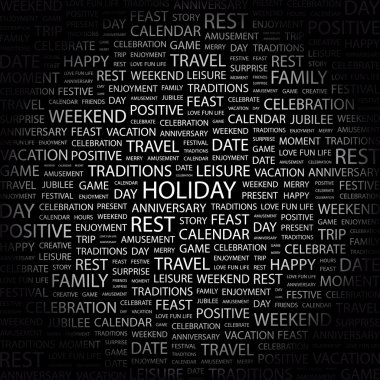 HOLIDAY. Word collage on black background clipart