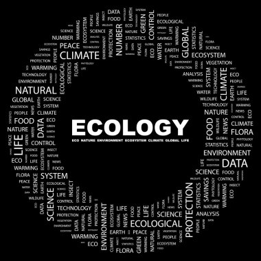 ECOLOGY. Word collage on black background clipart