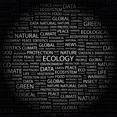 ECOLOGY. Word collage on black background clipart