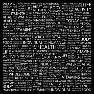 HEALTH. Word collage on black background clipart