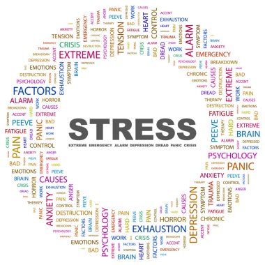 STRESS. Word collage on white background. clipart