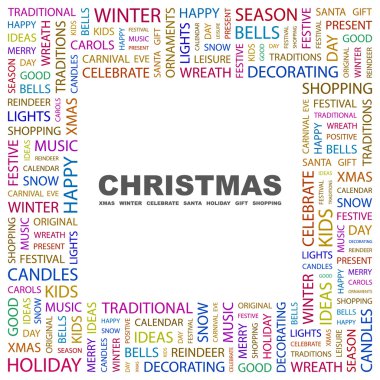 CHRISTMAS. Word collage on white background clipart