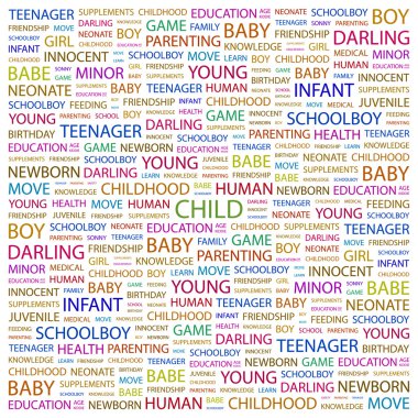 CHILD. Word collage on white background clipart