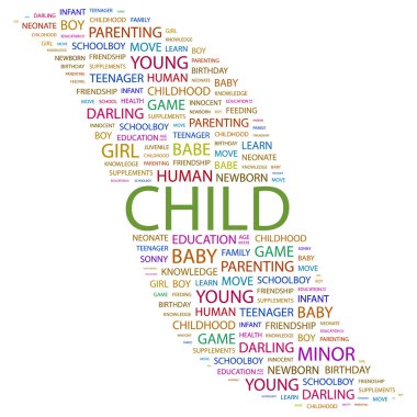 CHILD. Word collage on white background clipart