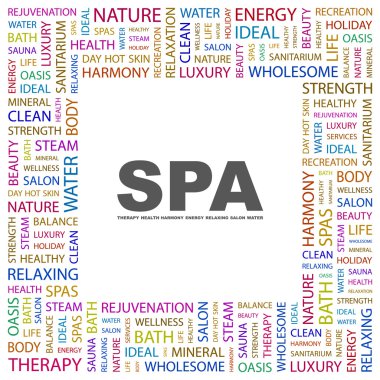 SPA. Word collage on white background clipart