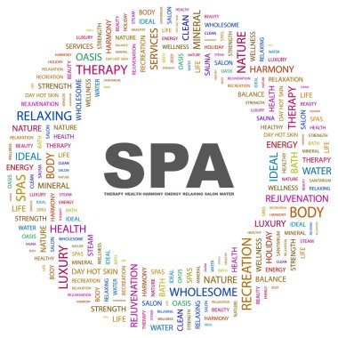 SPA. Word collage on white background clipart