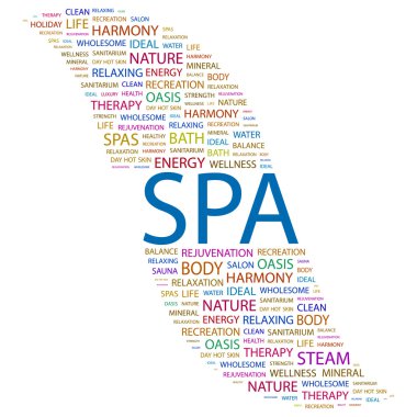 SPA. Word collage on white background clipart