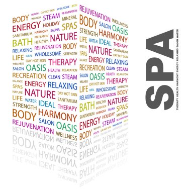 SPA. Word collage on white background clipart