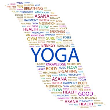YOGA. Word collage on white background clipart