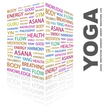 YOGA. Word collage on white background clipart