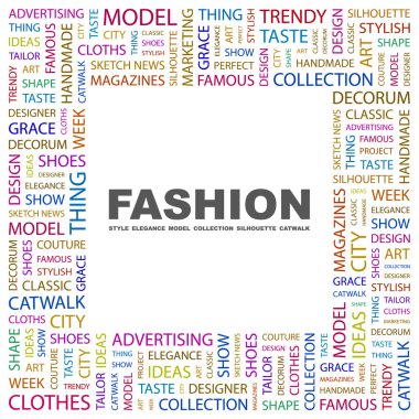 FASHION. Word collage on white background clipart