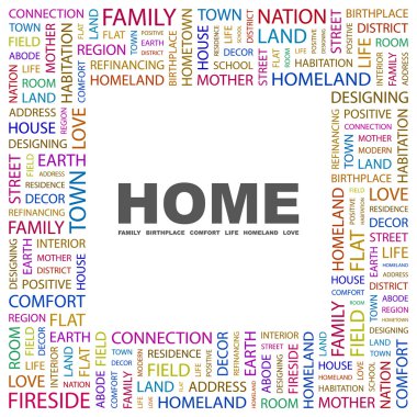 HOME. Word collage on white background clipart
