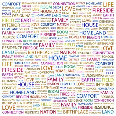 HOME. Word collage on white background clipart