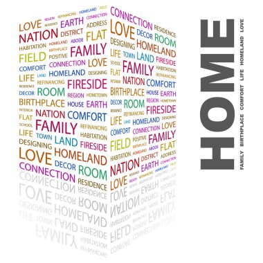 HOME. Word collage on white background clipart