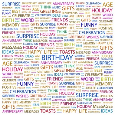 BIRTHDAY. Word collage on white background clipart