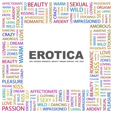 EROTICA. Word collage on white background clipart