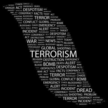 TERRORISM. Word collage on black background clipart