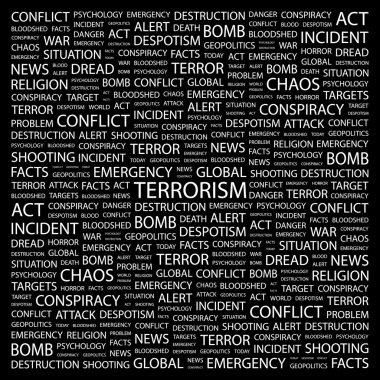 TERRORISM. Word collage on black background clipart