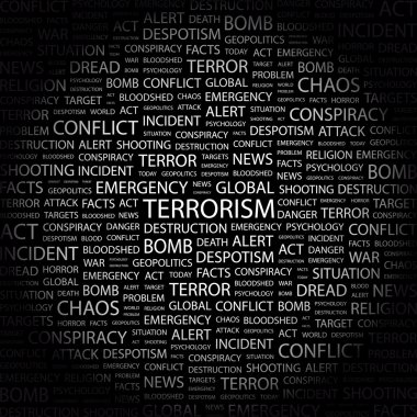 TERRORISM. Word collage on black background clipart