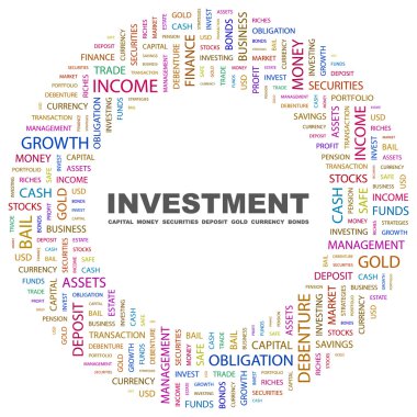 INVESTMENT. Word collage on white background clipart