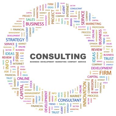 CONSULTING. Word collage on white background clipart